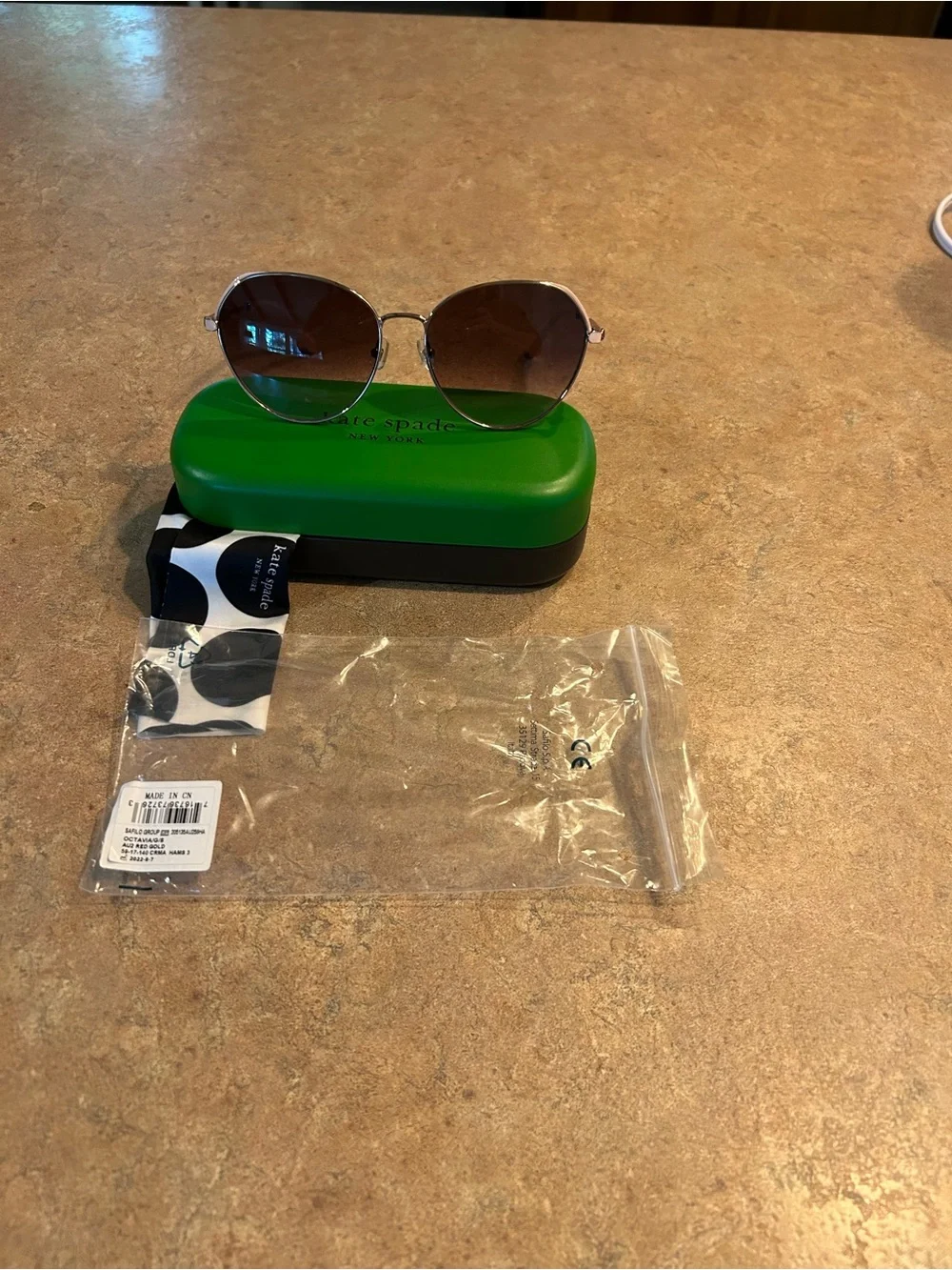 kate spade Silver Metal Sunglasses with Brown Gradient Lenses